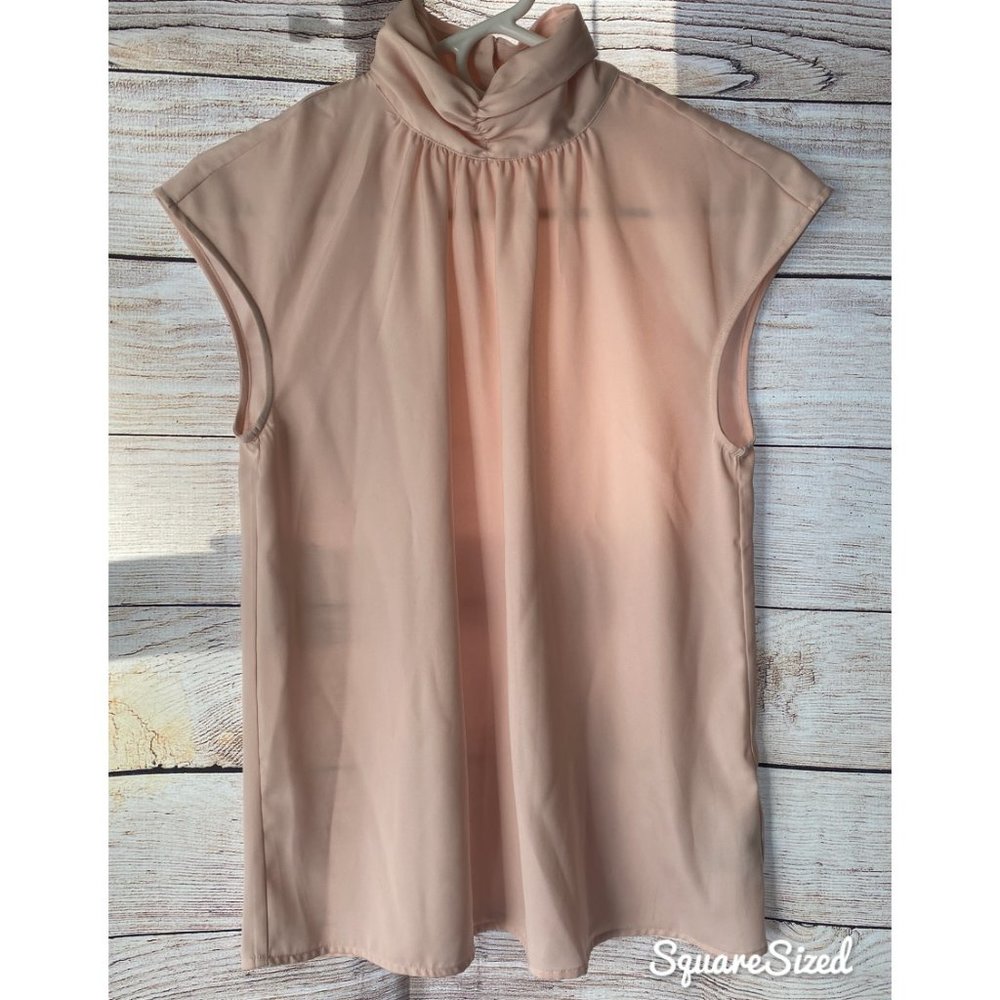 Who What Wear Blush Pink sleeveless high neck blouse XS